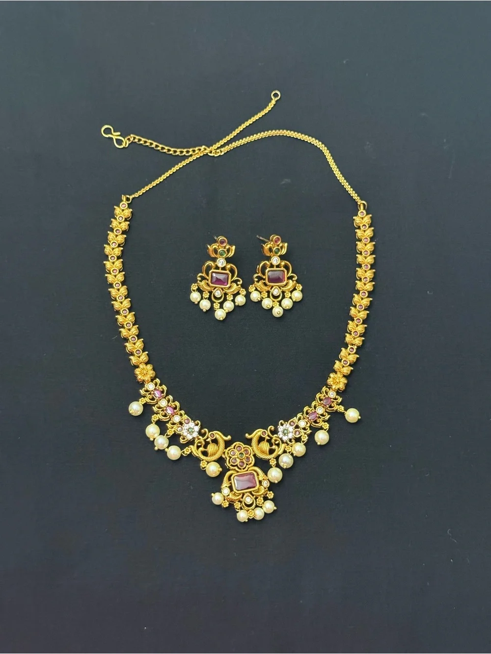 Indian Traditional Gold plated heritage necklace with earrings